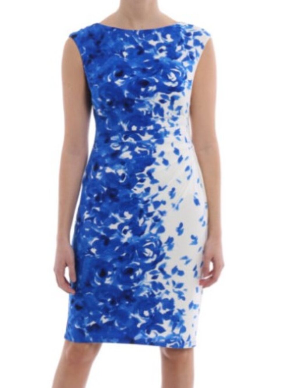 Lauren Ralph Lauren Dress Novellina Floral Ruched Jersey Sheath Dress blue white